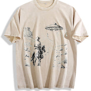 ® Cowboy Western 90s Vintage Washed T-Shirt in Beige