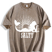 Beach SALTY Mermaid for Spring Vintage Washed T-Shirt in Brown