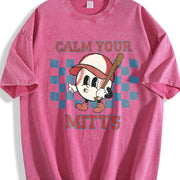 Baseball Game Day T-mom Vintage Washed T-Shirt in Red