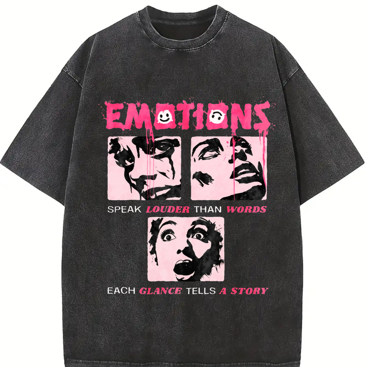 Distressed Stylish Vintage Washed T-Shirt in Black