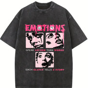 Distressed Stylish Vintage Washed T-Shirt in Black