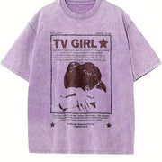 Y2k Tv Girl Lovers Rock Song Vintage Washed T-Shirt in Purple