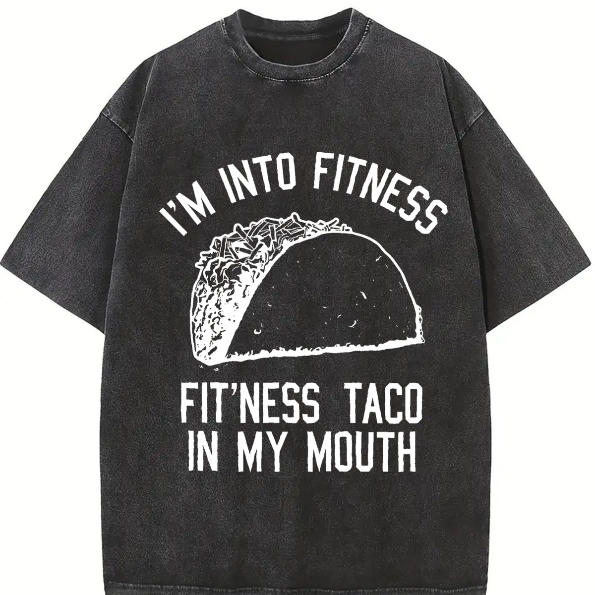 Fitness Taco Humor Gym Novelty Sarcastic Guys Classic Vintage Washed T-Shirt in Black