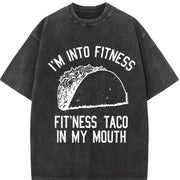 Fitness Taco Humor Gym Novelty Sarcastic Guys Classic Vintage Washed T-Shirt in Black