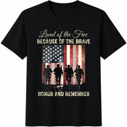 Land of the Free Because of the Brave Cotton T-Shirt in Black