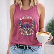 Land of the Free Because of the Brave 1776-2026 Women's Color Cotton Tank Top in Red