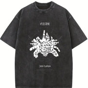 Black Jujutsu Kaisen Jinji Endonka Vintage Washed T-Shirt in Black