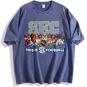 SEC Southeastern Conference - Retro College Sports vintage washed oversized T-shirt in Blue