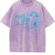 POOL SIDE Princess Vintage Washed T-Shirt in Purple