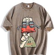 For Formal Urban Distressed Enthusiasts Vintage Washed T-Shirt in Brown