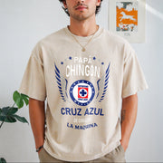 Papa Chingon Cruz Azul Soccer Vintage Washed T-Shirt in Beige