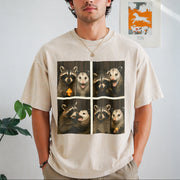 Possum & Raccoon Photobooth Selfie Vintage Washed T-Shirt in Beige