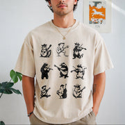 Animals Playing Music Vintage Washed T-Shirt in Beige