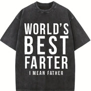 Dad World's Best Farter I Mean Father Vintage Washed T-Shirt in Black