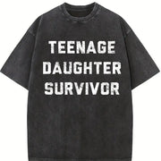 Manly Dad Father's Day for Dads Vintage Washed T-Shirt in Black