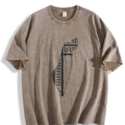 Palestines Symbol of Resistance Beach Palestinians Map vintage washed oversized T-shirt in Brown