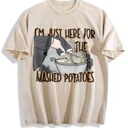 With a End Designed Specifically for Potatoes Vintage Washed T-Shirt in Beige