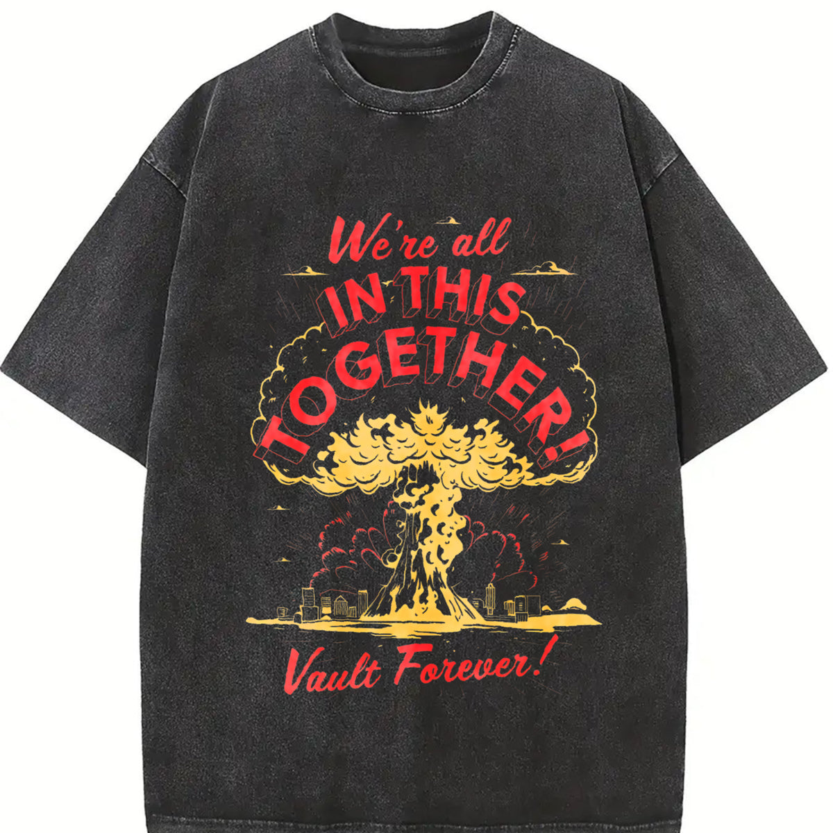 We're All in This Together Vintage Washed T-Shirt in Black