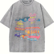 Muscle Car 90s Retro Car ® Vintage Washed T-Shirt in Gray