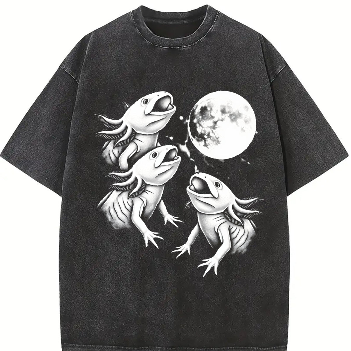 Axolotl Moon Pepper Vintage Washed T-Shirt in Black