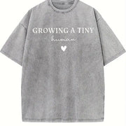 Growing a Tiny Human Soon to Be Mom Vintage Washed T-Shirt in Gray