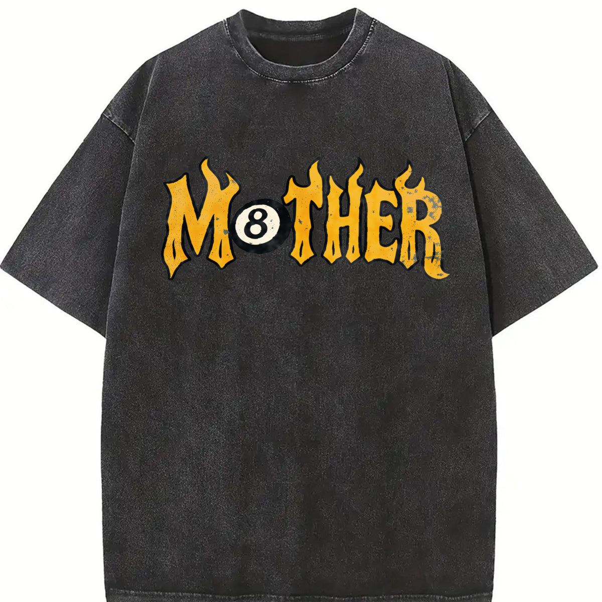 Mother 8 Ball Mother Lucky Mama Flames Rad Mom Birthday vintage washed oversized T-shirt in Black