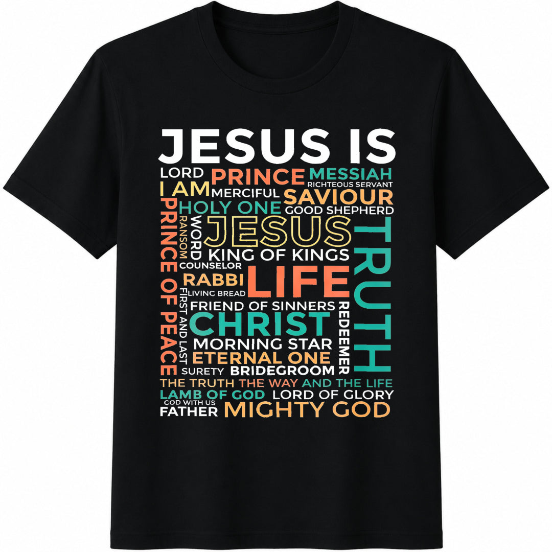 Inspirational Christian with Brightly Colored Faith Cotton T-Shirt in Black