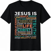 Inspirational Christian with Brightly Colored Faith Cotton T-Shirt in Black