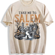 Take Me to Salem Vintage Washed T-Shirt in Beige