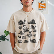 Snails Snail Lover Vintage Washed T-Shirt in Beige