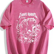 I Have Rabies Rat Retro Gothic Horror Rats Vintage Washed T-Shirt in Red