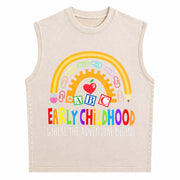 For Early Childhood Teachers Vintage Washed Tank Top in Beige