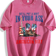 It's the American Way Cowboy Boot Guitar Vintage Washed T-Shirt in Red