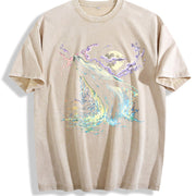 Whale Midnight 90s Vintage Washed T-Shirt in Beige