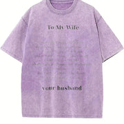 To My Wife Love Letter Vintage Washed T-Shirt in Purple