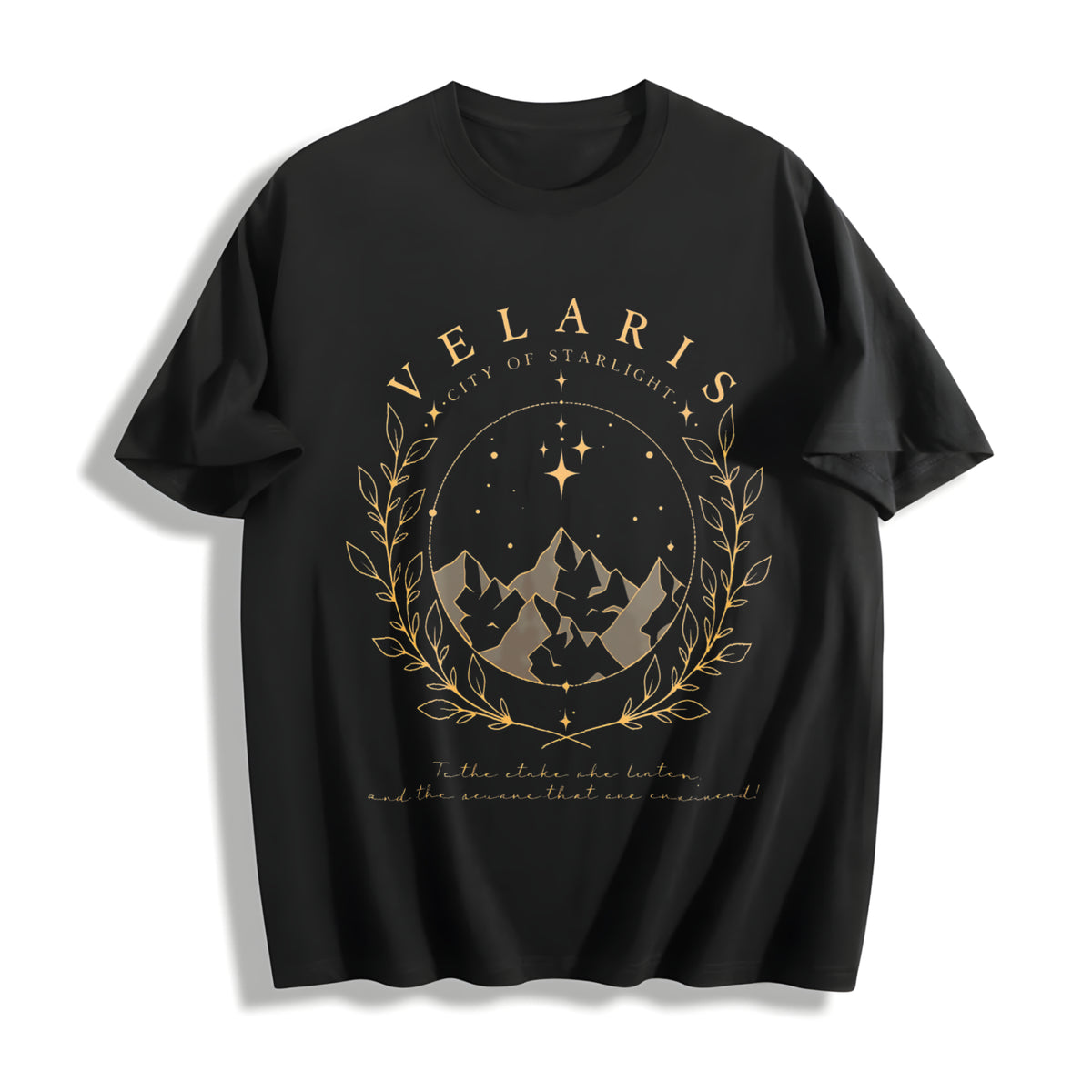 Court of Thorns and Roses Velaris Cotton T-Shirt in Black