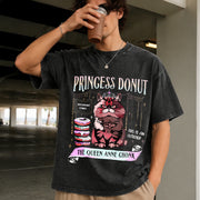 Princess Donut Queen Anne Chonk Vintage Washed T-Shirt in Black