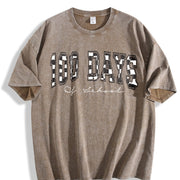 100 Days of School Teacher Vintage Washed T-Shirt in Brown