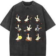 Silly Goose Softball Vintage Washed T-Shirt in Black