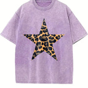 Five-Pointed Star vintage washed oversized T-shirt in Purple
