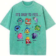 Insidee Out It's Okay to Feel All the Feels Vintage Washed T-Shirt in Blue