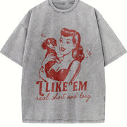 Cowboy Quote PNG Western Saying Clipart Vintage Washed T-Shirt in Gray