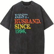 Custom Wedding Anniversary Vintage Washed T-Shirt in Black