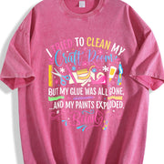 Craft Chaos Queen Glue & Paint Explosion Slogan Vintage Washed T-Shirt in Red