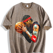 AI The Answer 90's Basketball Style vintage washed oversized T-shirt in Brown