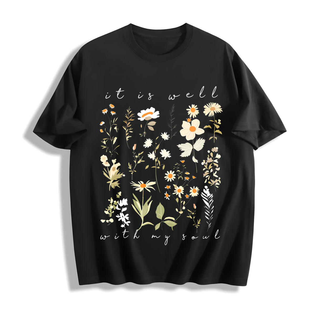 It Is Well with My Soul Cotton T-Shirt in Black