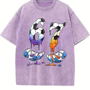 67 Soccer Vintage Washed T-Shirt in Purple