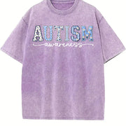Autism Awareness Neurodiversity Vintage Washed T-Shirt in Purple