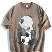 Panda Soccer Vintage Washed T-Shirt in Brown