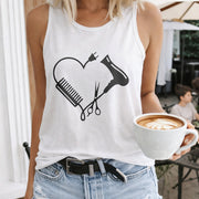 Hairdresser Heart Tools Women's Color Cotton Tank Top in White